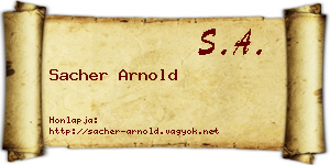 Sacher Arnold névjegykártya